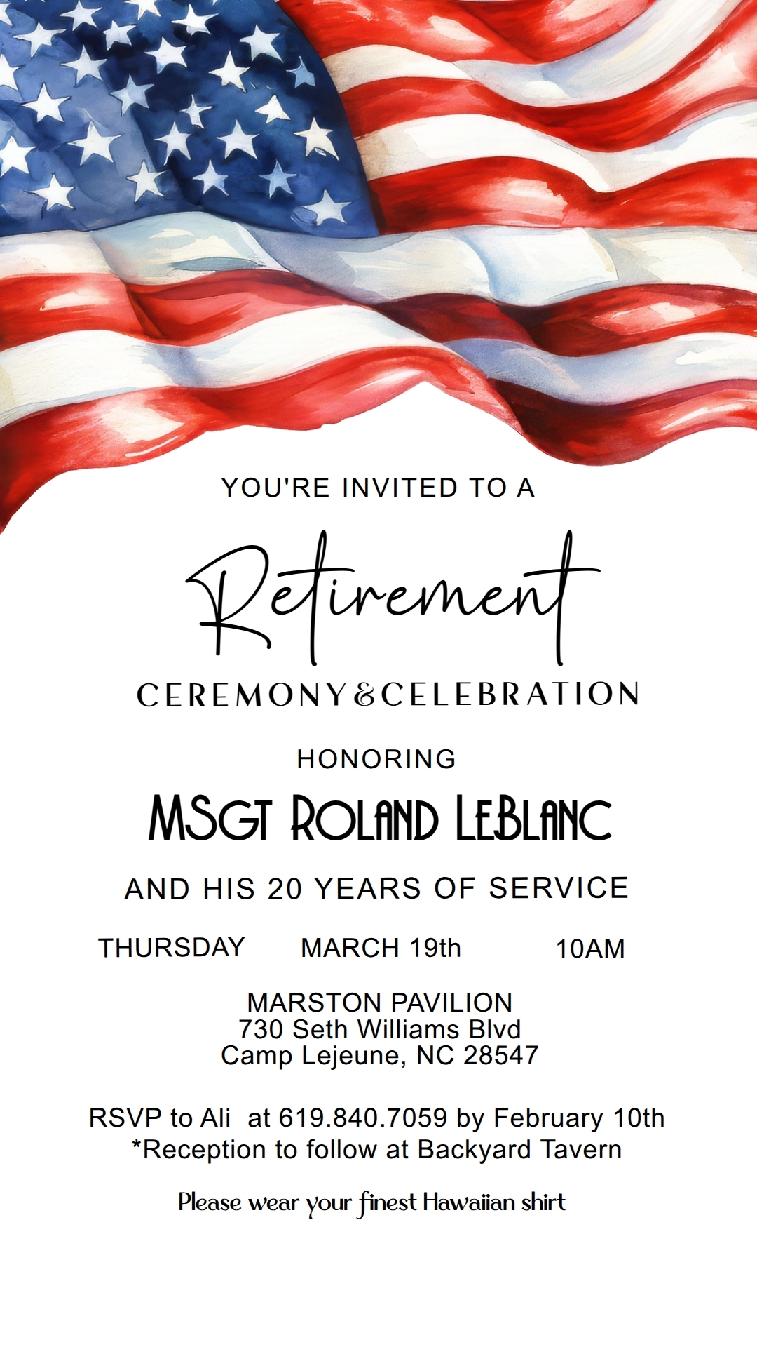 You are invited to a retirement ceremony and celebration honoring, MSgt. Andrew Perryman